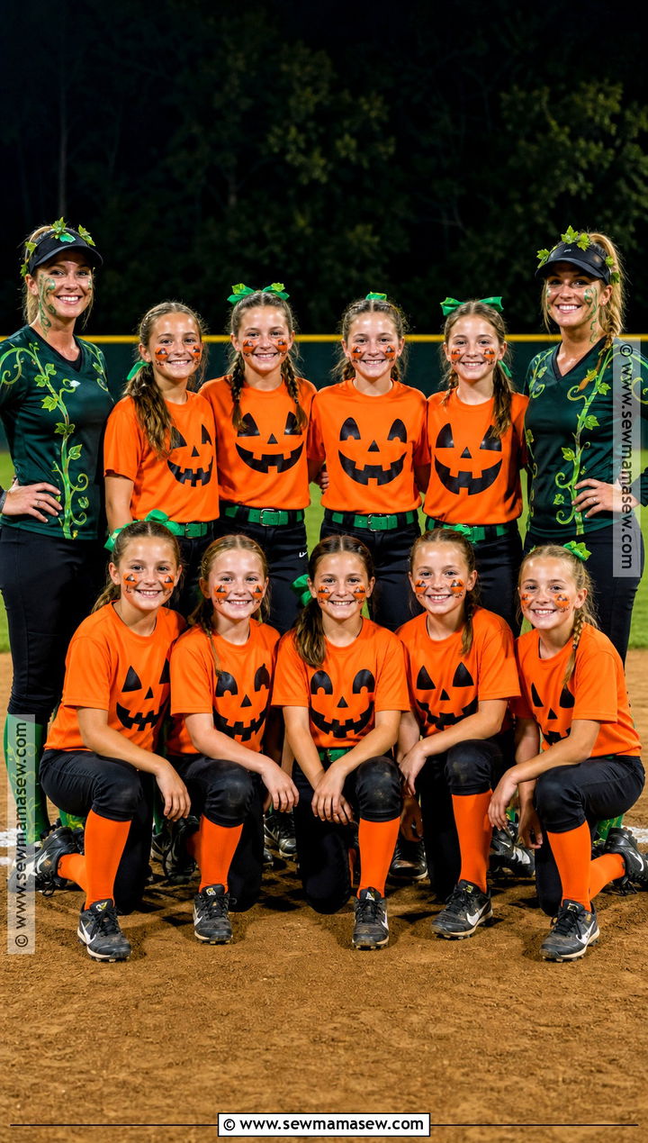 Jack O Lantern Softball Team Costume - 35 softball team halloween costume ideas