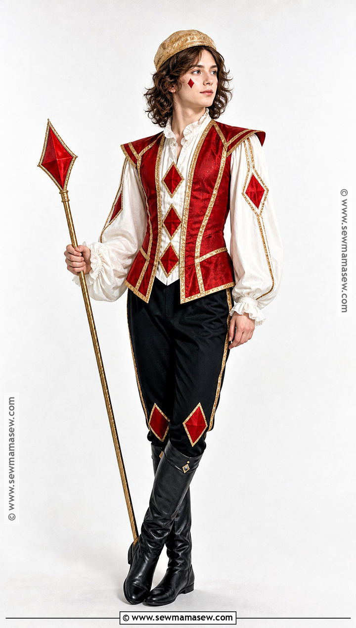 Jack Of Diamonds Costume With Red Vest - 30 Deck Of Cards Costume Ideas