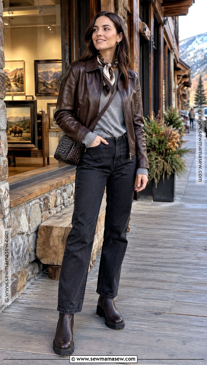 Jackson Hole Fall Leather Jacket Outfit - 20 Jackson Hole Fall Outfit Ideas