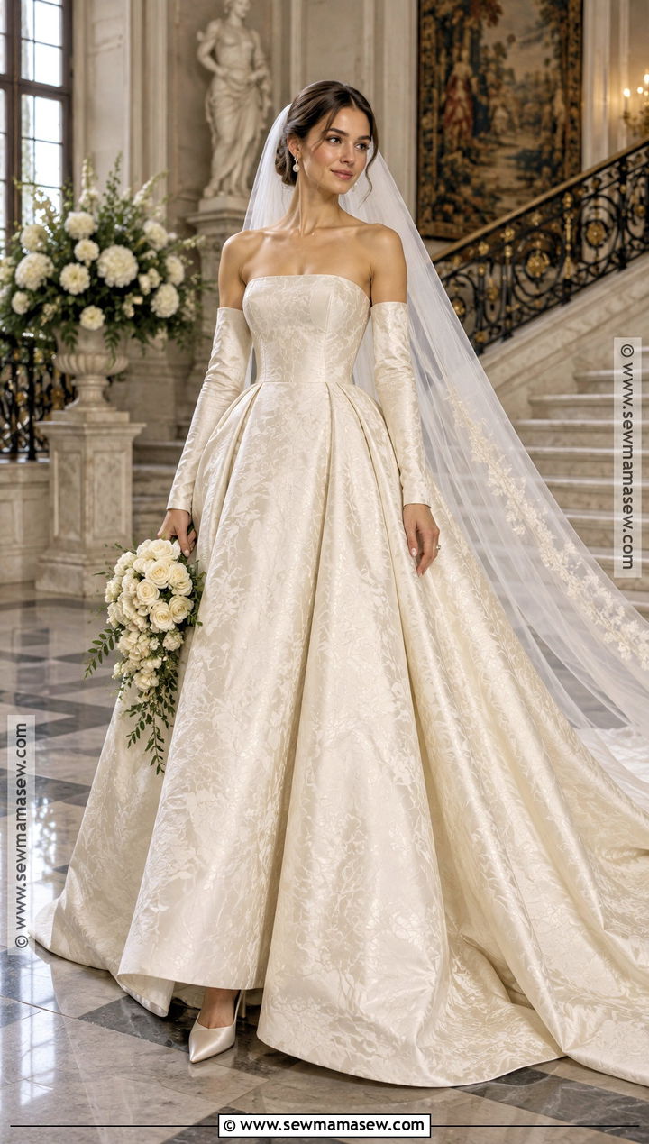 Jacquard Ball Gown Fall Wedding Dress - 20 romantic fall wedding dress ideas