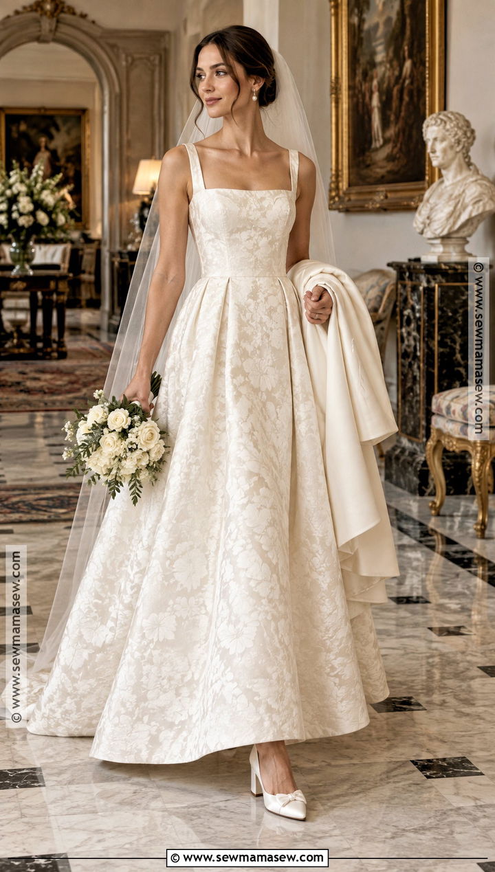Jacquard Fall Wedding Dress - 25 fall wedding dress ideas