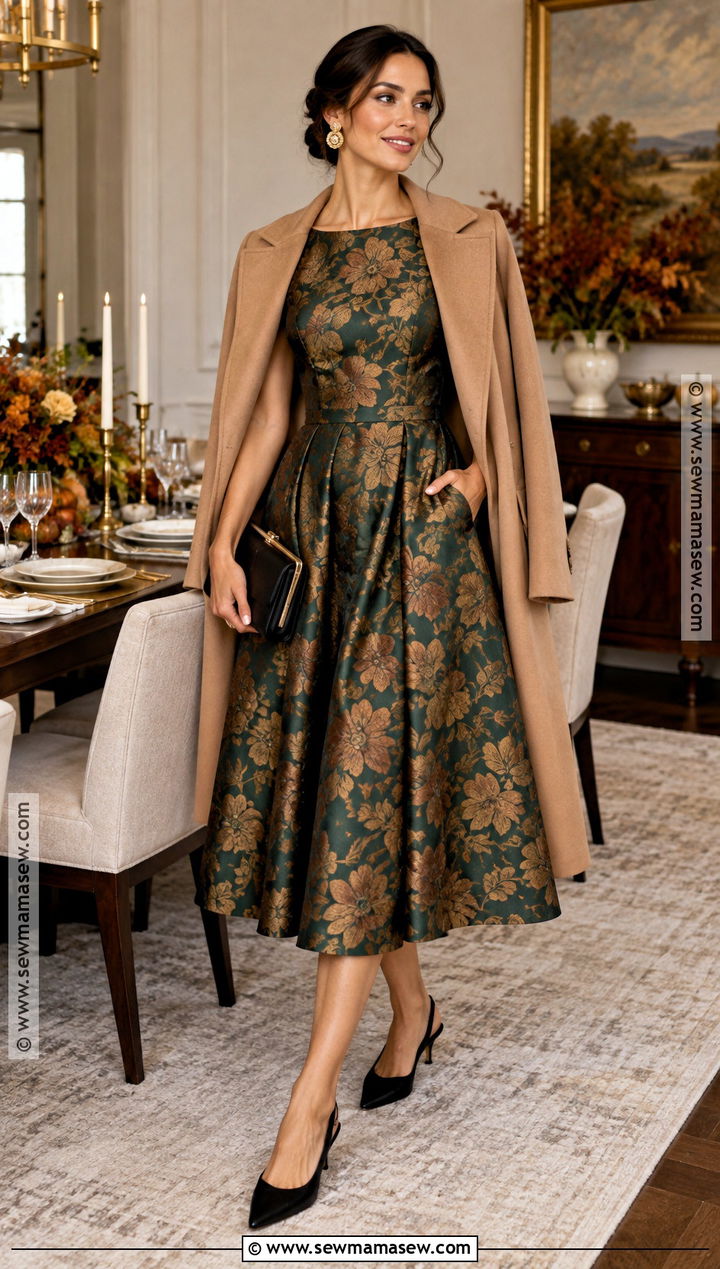 Jacquard Midi Thanksgiving Dress Outfit - 20 Thanksgiving Outfits Women Dresses