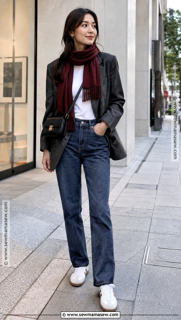 Japan Autumn Blazer And Relaxed Jeans Outfit - 25 autumn japan outfit ideas