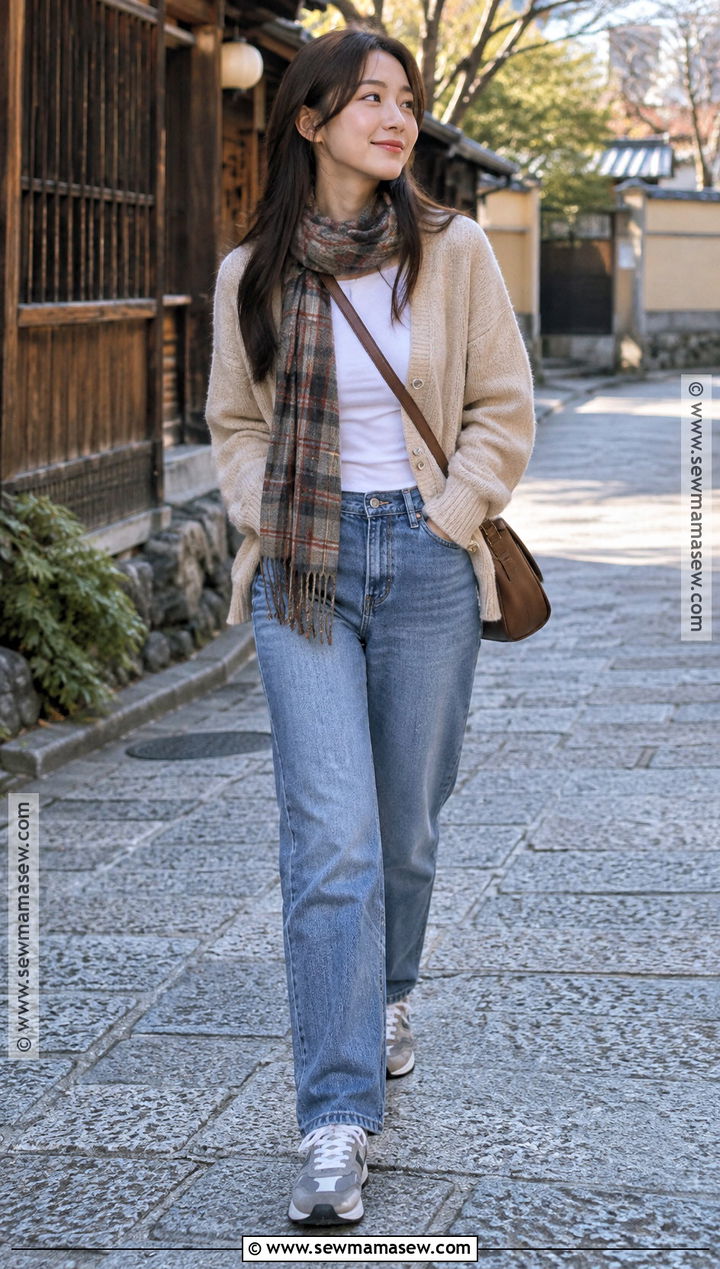 Japan Autumn Cardigan And Straight Leg Jeans Outfit - 25 autumn japan outfit ideas