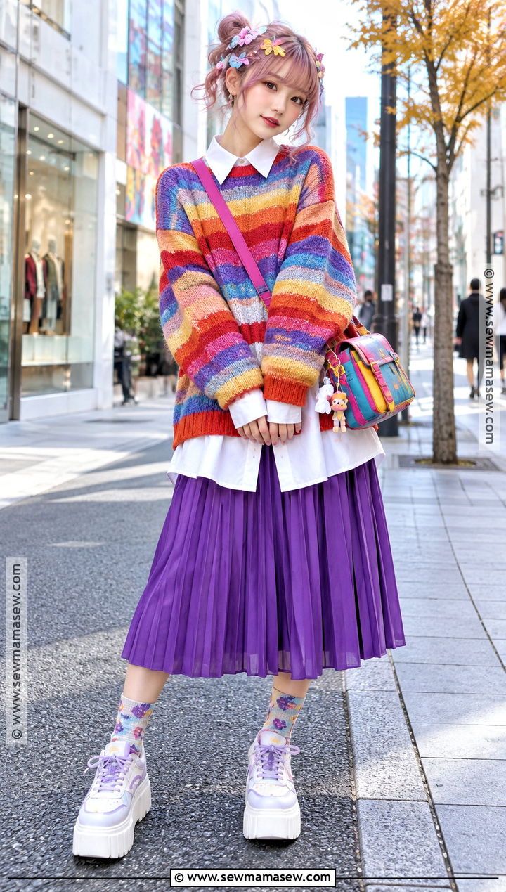 Japan Autumn Harajuku Colorful Layered Outfit - 25 autumn ootd japan ideas