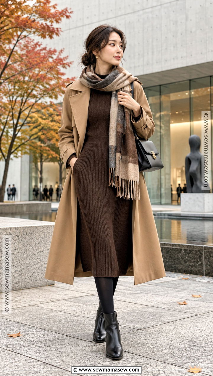 Japan Autumn Knit Dress And Ankle Boots Outfit - 25 autumn japan outfit ideas
