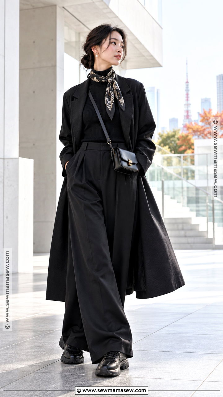 Japan Autumn Monochrome Black Outfit - 20 Autumn Japan Outfit Ideas for Women