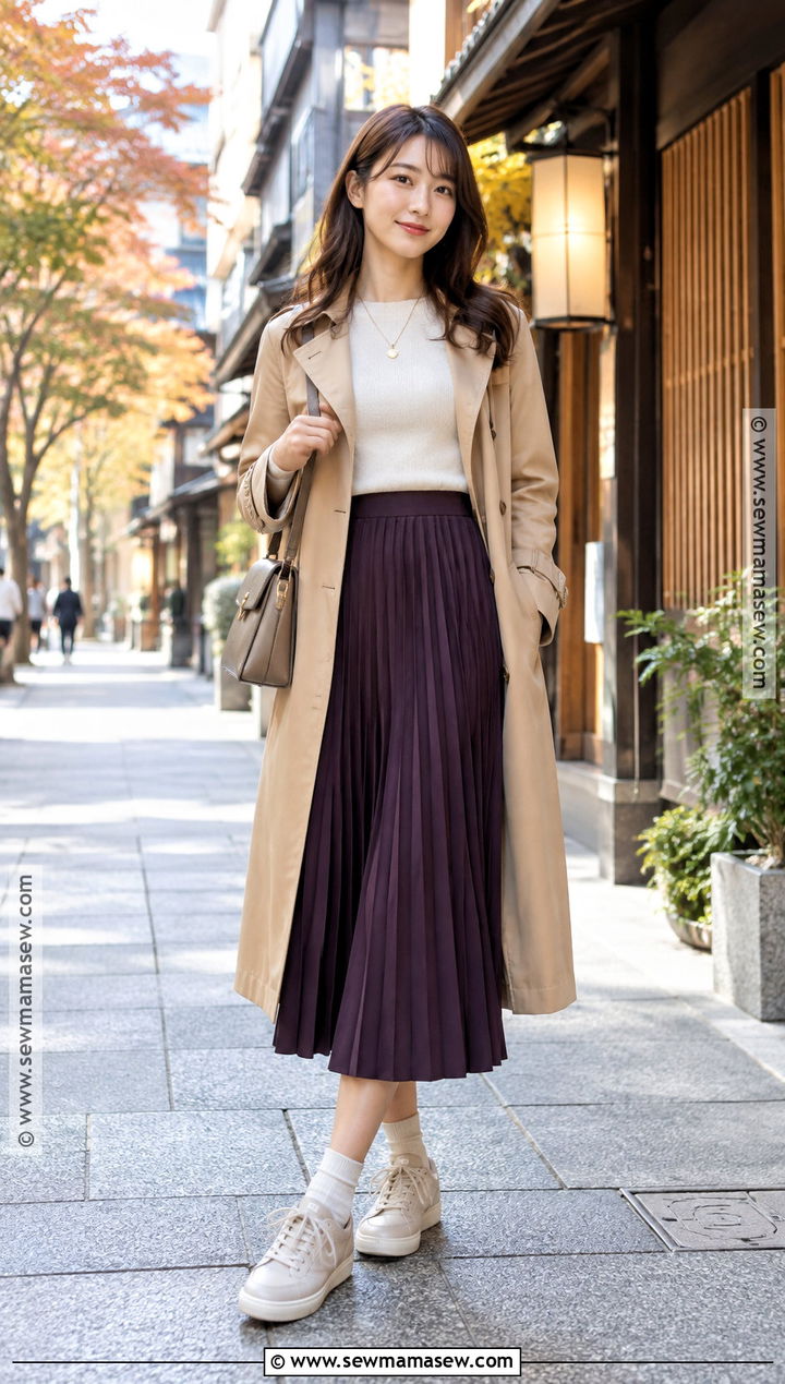 Japan Autumn Pleated Skirt And Knit Top Outfit - 25 autumn japan outfit ideas
