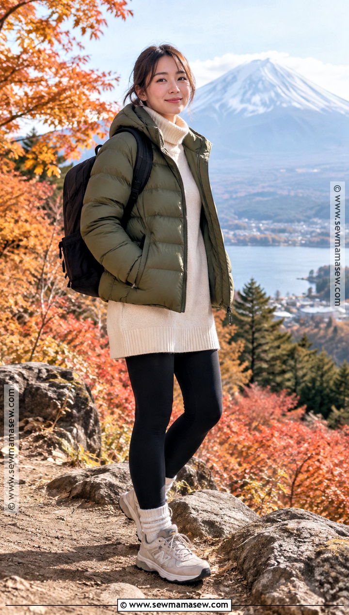 Japan Autumn Puffer Jacket And Leggings Outfit - 20 japan fits autumn