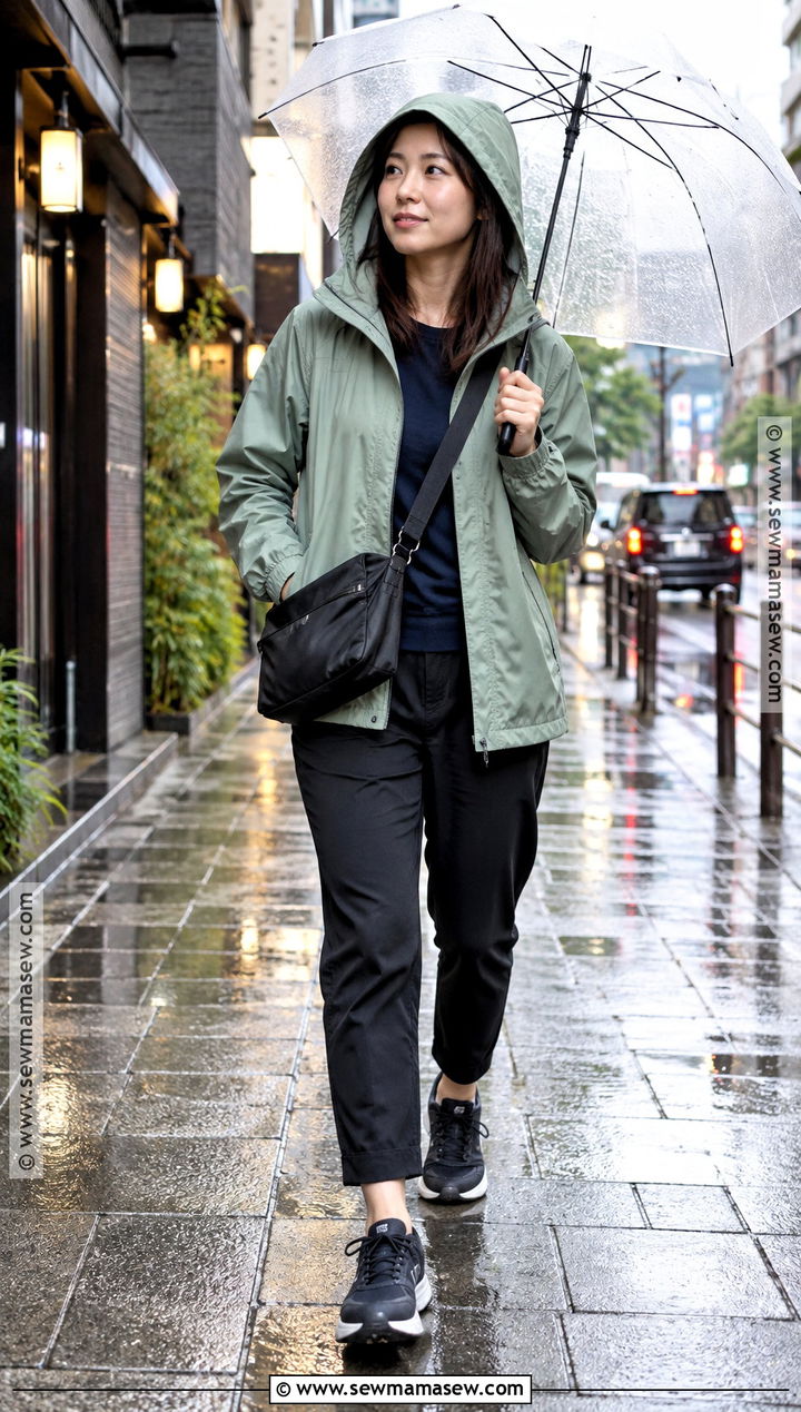 Japan Autumn Rain Jacket And Cropped Pants Outfit - 25 autumn japan outfit ideas