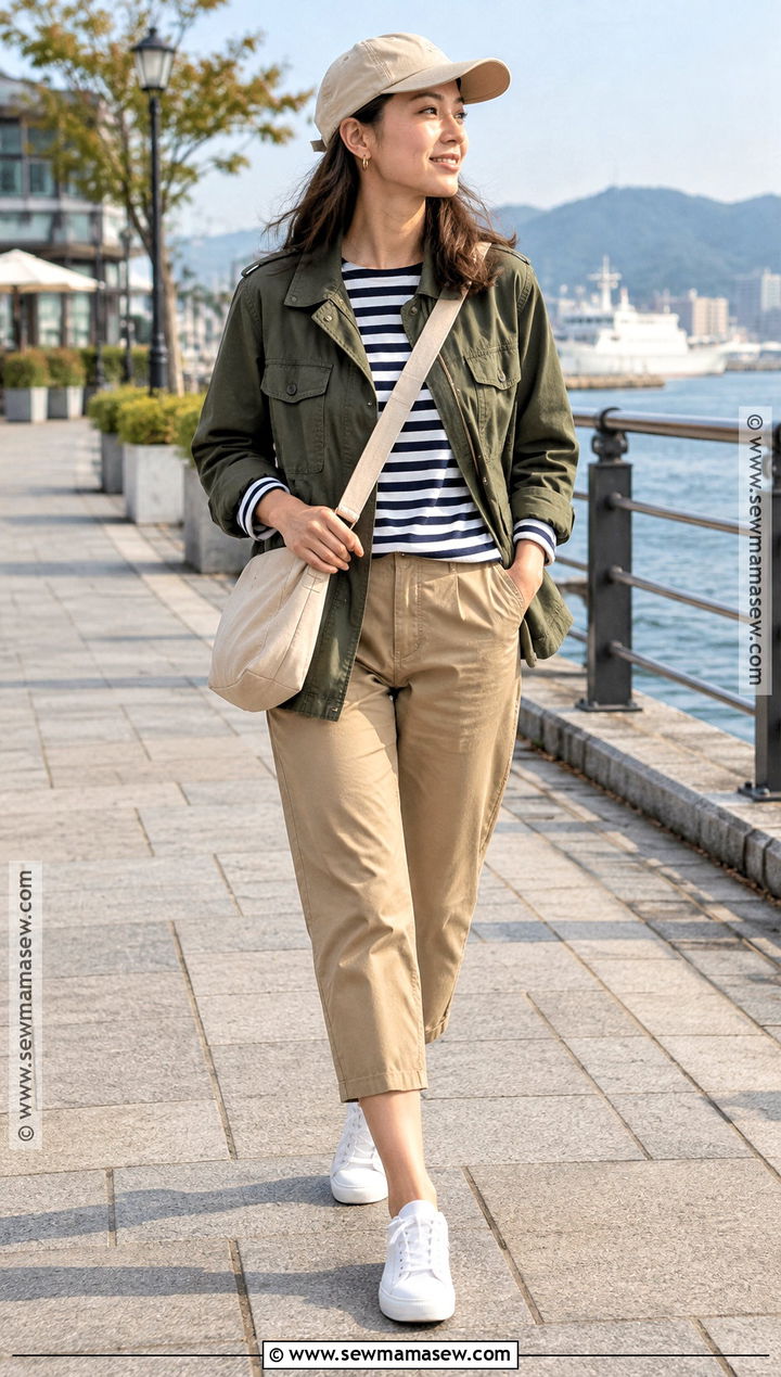 Japan Autumn Striped Top And Chino Pants Outfit - 25 autumn japan outfit ideas