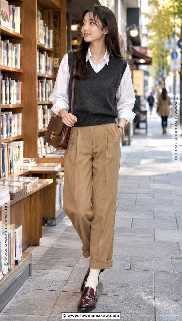 Japan Autumn Sweater Vest And White Shirt Outfit - 25 autumn japan outfit ideas