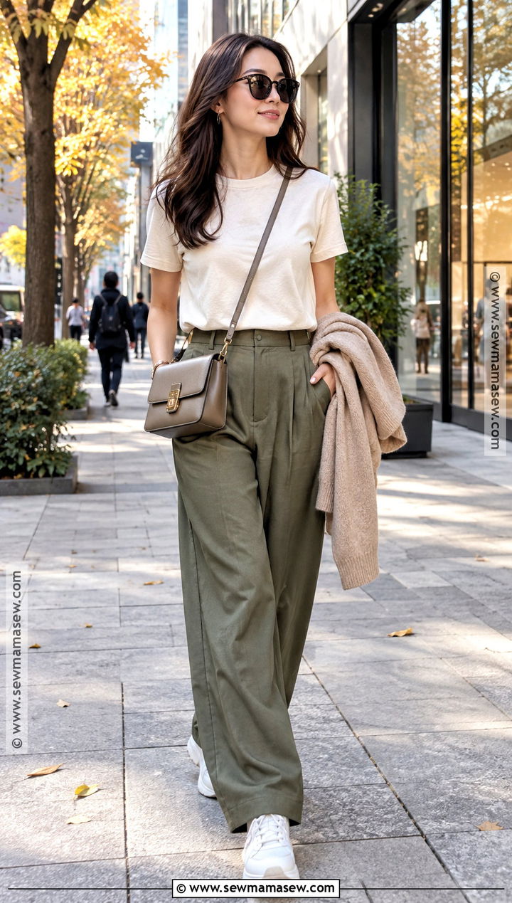 Japan Autumn T Shirt And Wide Leg Pants Outfit - 25 autumn japan outfit ideas