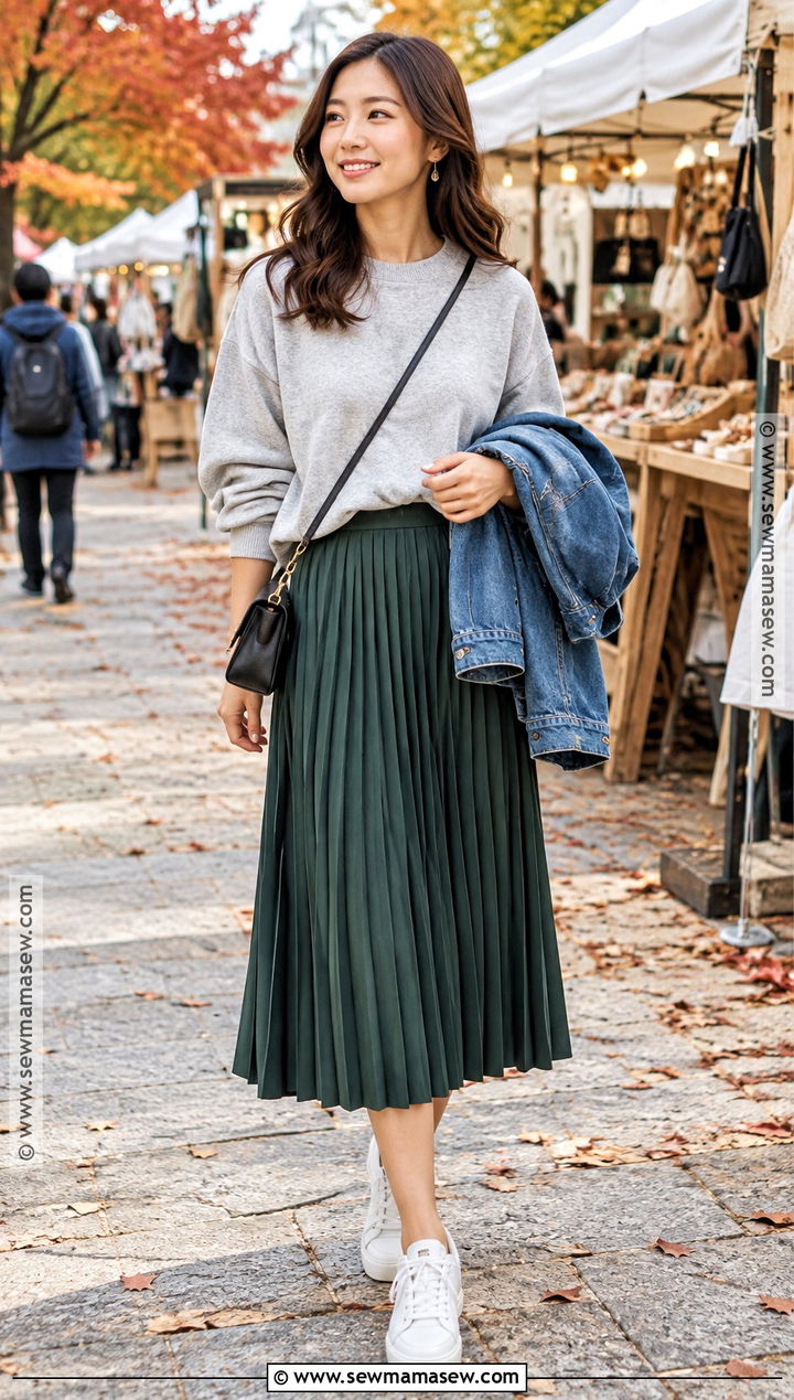 Japan Autumn Weekend Sweatshirt And Skirt Outfit - 25 autumn ootd japan ideas
