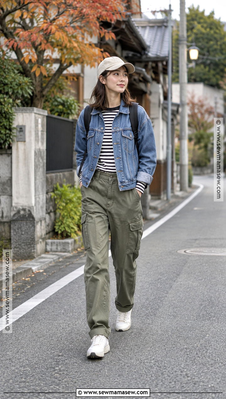 Japan Denim Jacket And Cargo Pants Outfit - 20 Japan Outfits November