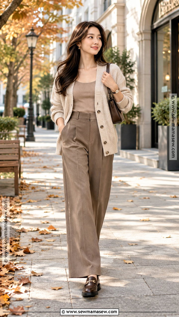 Japan Fall Cardigan and Wide Leg Pants Outfit - 25 japan outfits fall