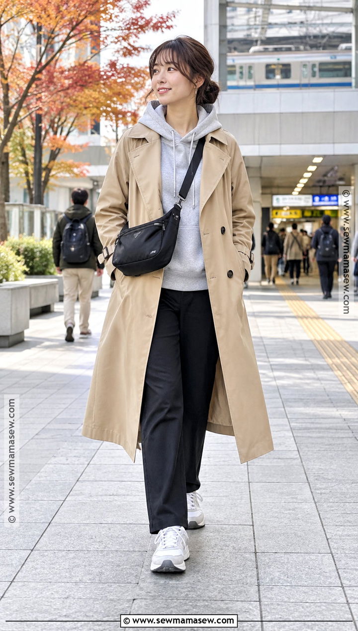 Japan Fall Hoodie And Trench Coat Outfit - 25 fall outfits japan