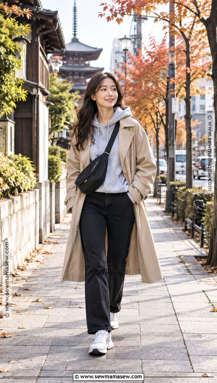 Japan Fall Hoodie and Trench Coat Outfit - 25 japan outfits fall