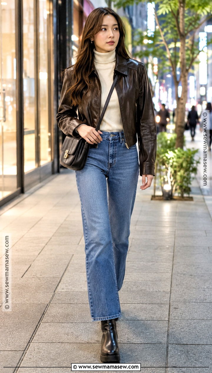 Japan Fall Leather Jacket and Jeans Outfit - 25 japan outfits fall