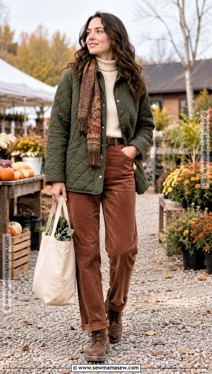 Japan Fall Quilted Jacket And Corduroy Pants Outfit - 25 fall outfits japan
