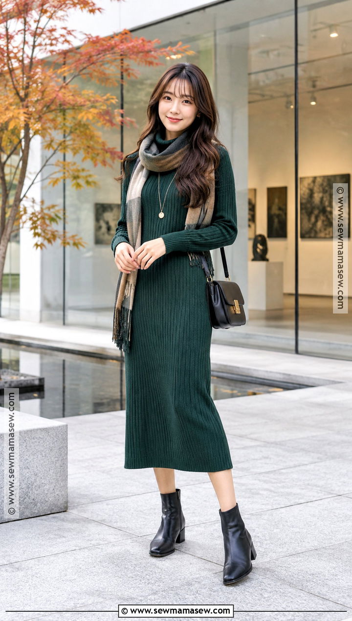 Japan Fall Sweater Dress And Ankle Boots Outfit - 25 fall outfits japan