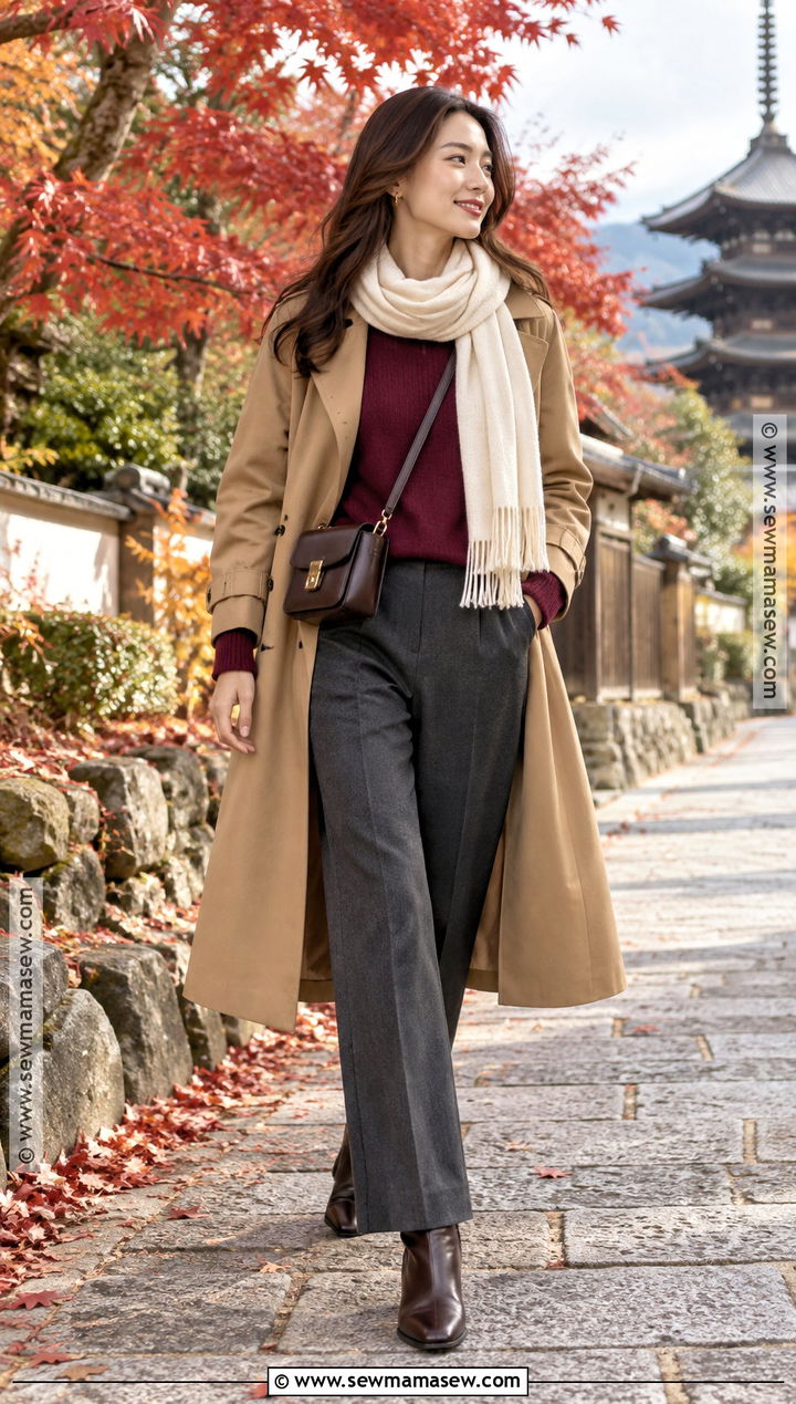 Japan November Burgundy Sweater Outfit - 25 japan november outfit ideas