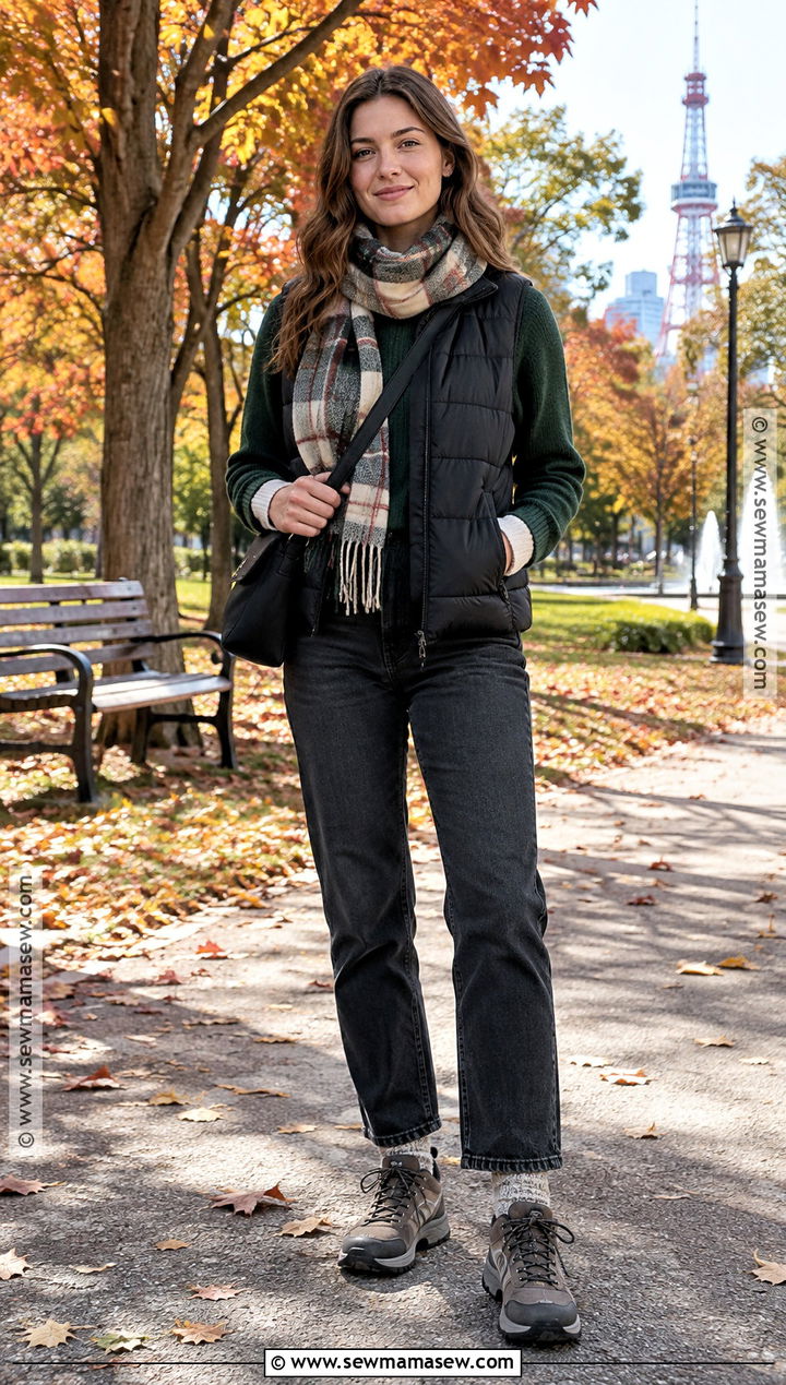 Japan October Hokkaido Outfit With Puffer Vest And Sweater - 25 japan october outfit ideas