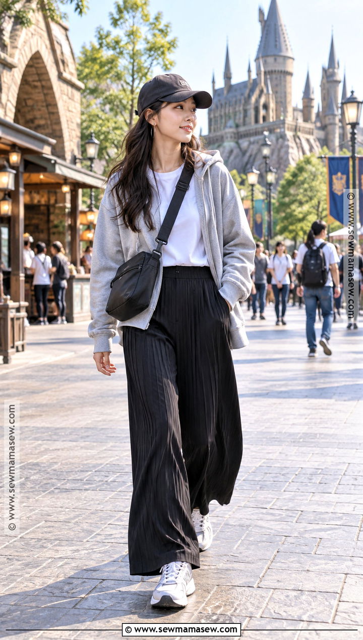 Japan October Hoodie And Pleated Pants Outfit - 20 outfits for japan trip october