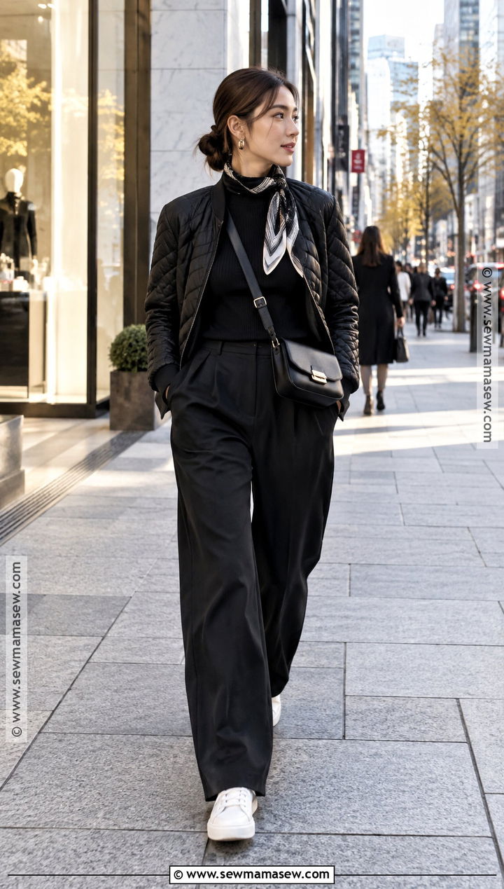 Japan October Monochrome Black Travel Outfit - 20 outfits for japan trip october