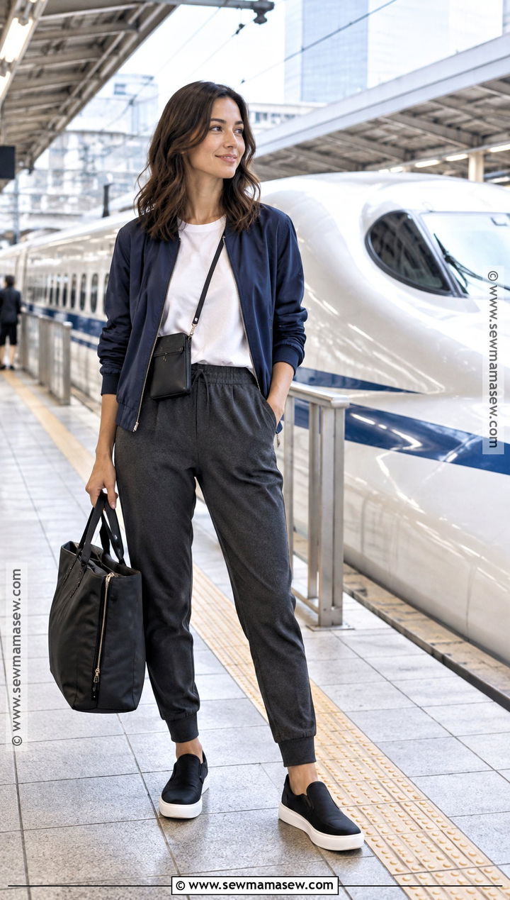 Japan October Travel Day Outfit With Jacket And Joggers - 25 japan october outfit ideas