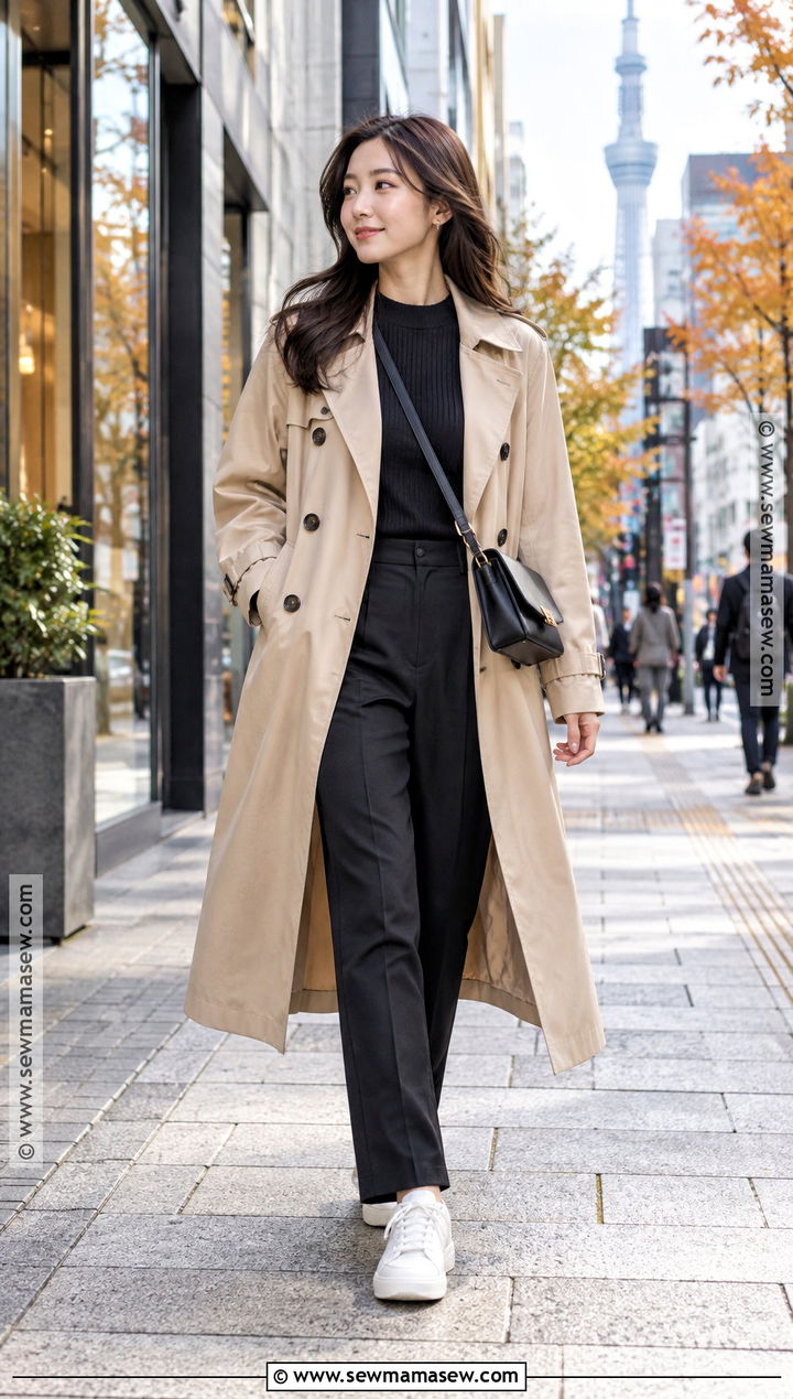 Japan October Trench Coat And Black Pants Outfit - 25 japan october outfit ideas