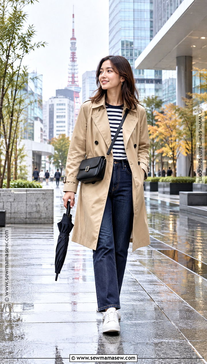 Japan October Trench Coat And Straight Leg Jeans Outfit - 20 japan october outfit ideas for women