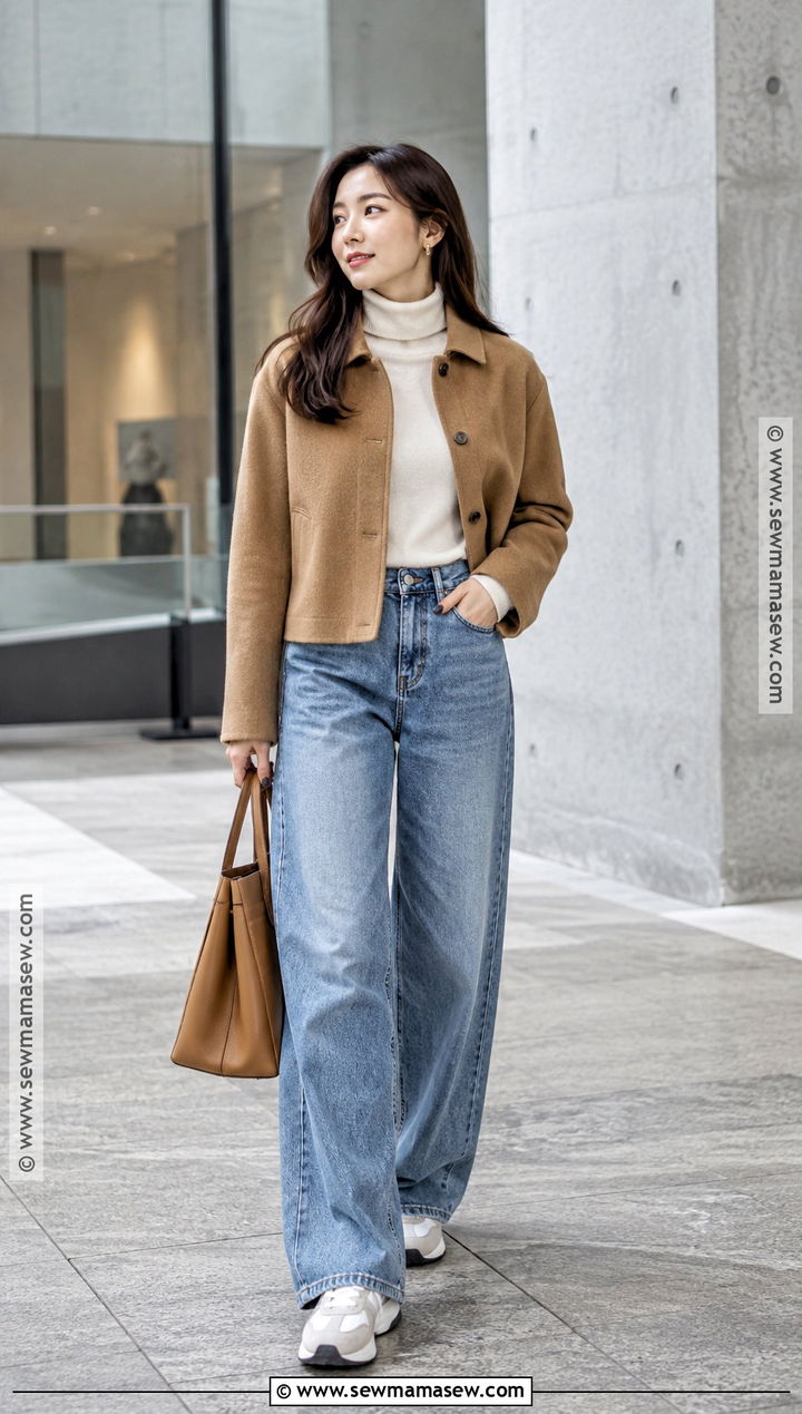 Japan October Turtleneck And Wide Leg Jeans Outfit - 20 japan october outfit ideas for women