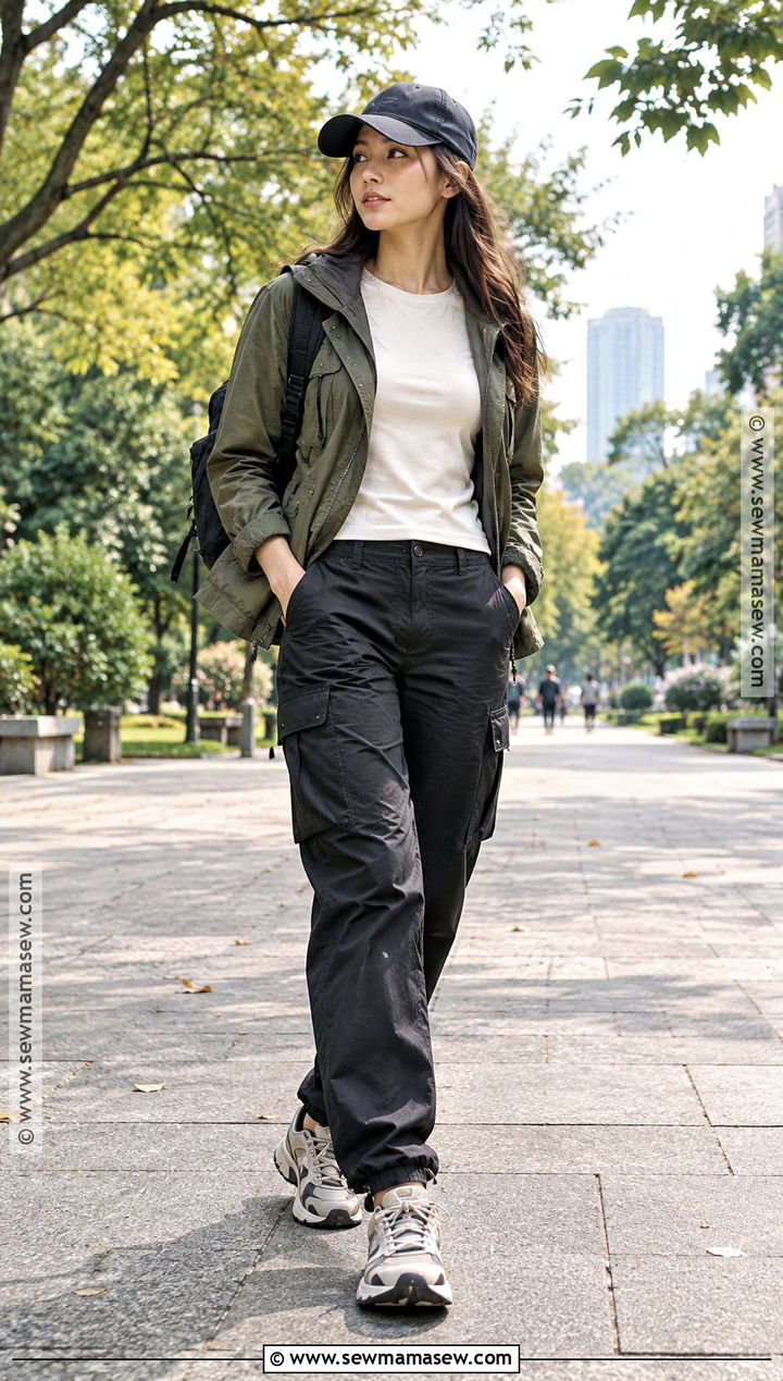 Japan October Utility Jacket And Cargo Pants Outfit - 20 outfits for japan trip october