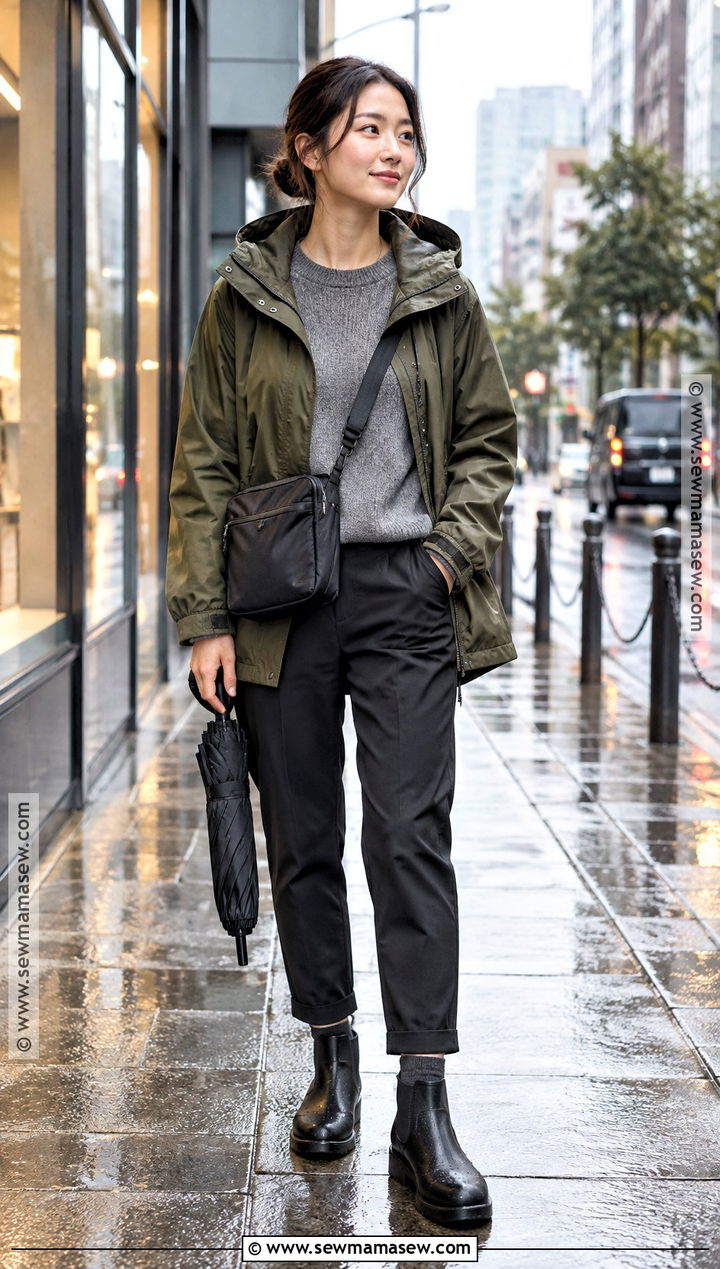 Japan Rainy Day Jacket And Ankle Boots Outfit - 20 japan in november outfit ideas