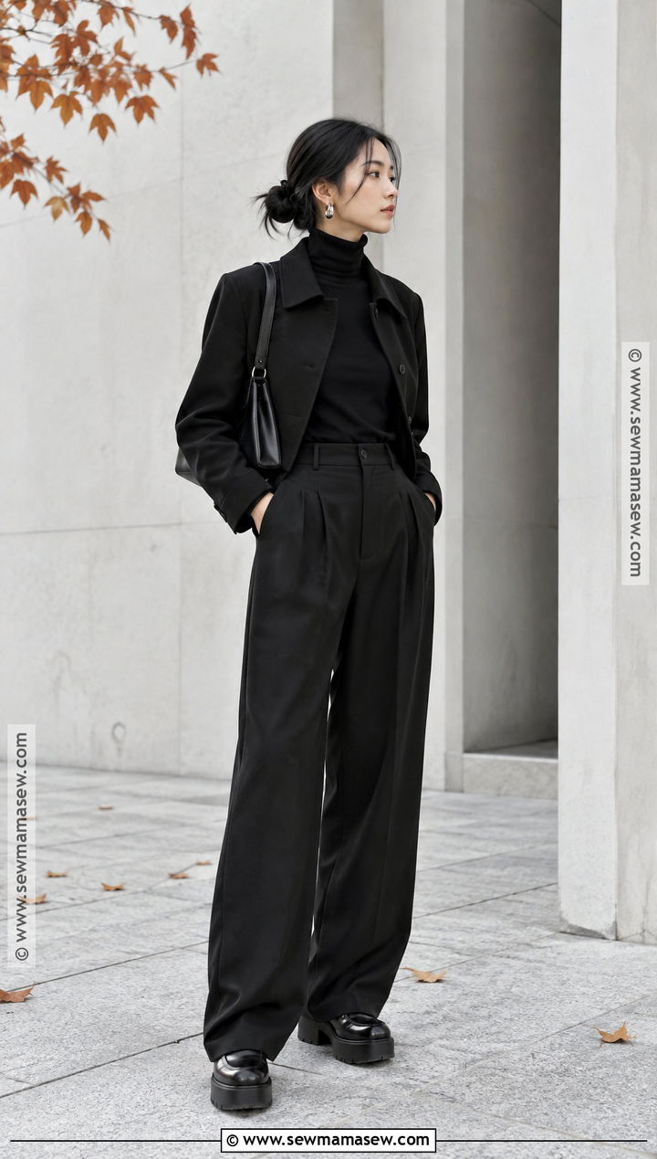 Japanese Autumn Black Minimalist Outfit - 25 Japanese Autumn Outfit Ideas
