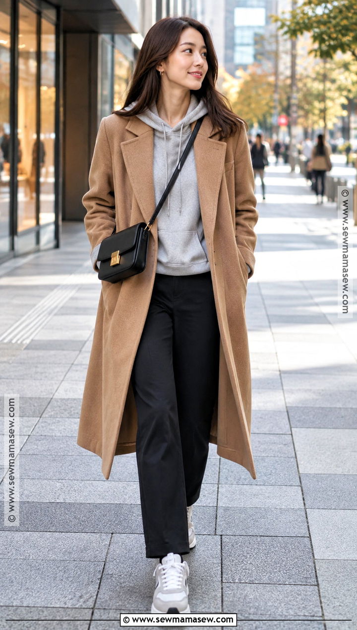 Japanese Autumn Hoodie And Long Coat Outfit - 25 Japanese Autumn Outfit Ideas