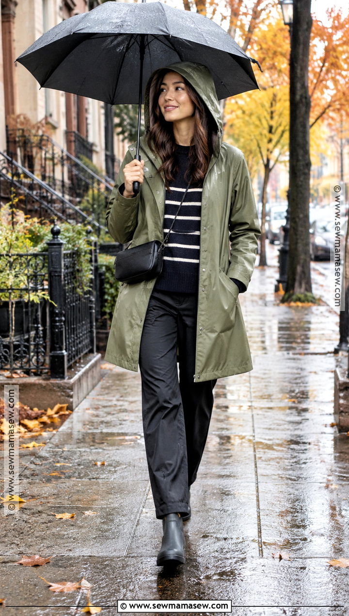 Japanese Autumn Raincoat And Layered Pants Outfit - 25 Japanese Autumn Outfit Ideas