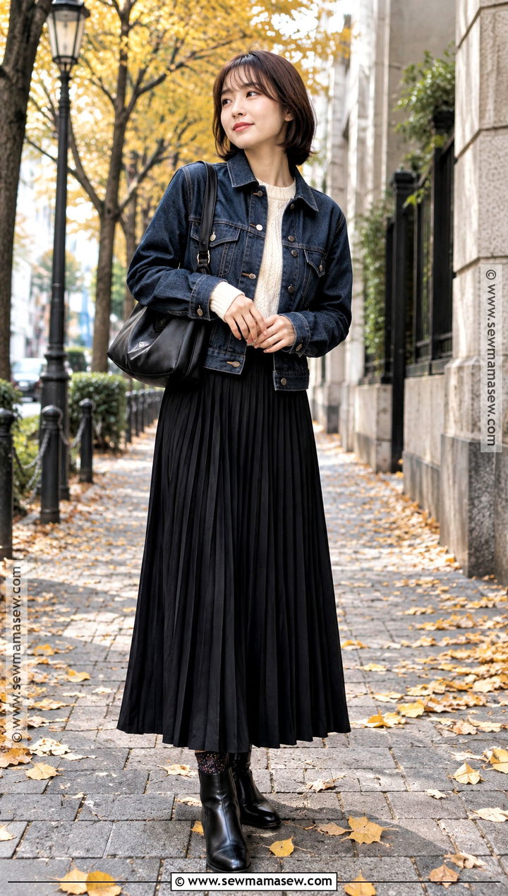 Japanese Fall Outfit With Denim Jacket - 15 fall outfits japanese