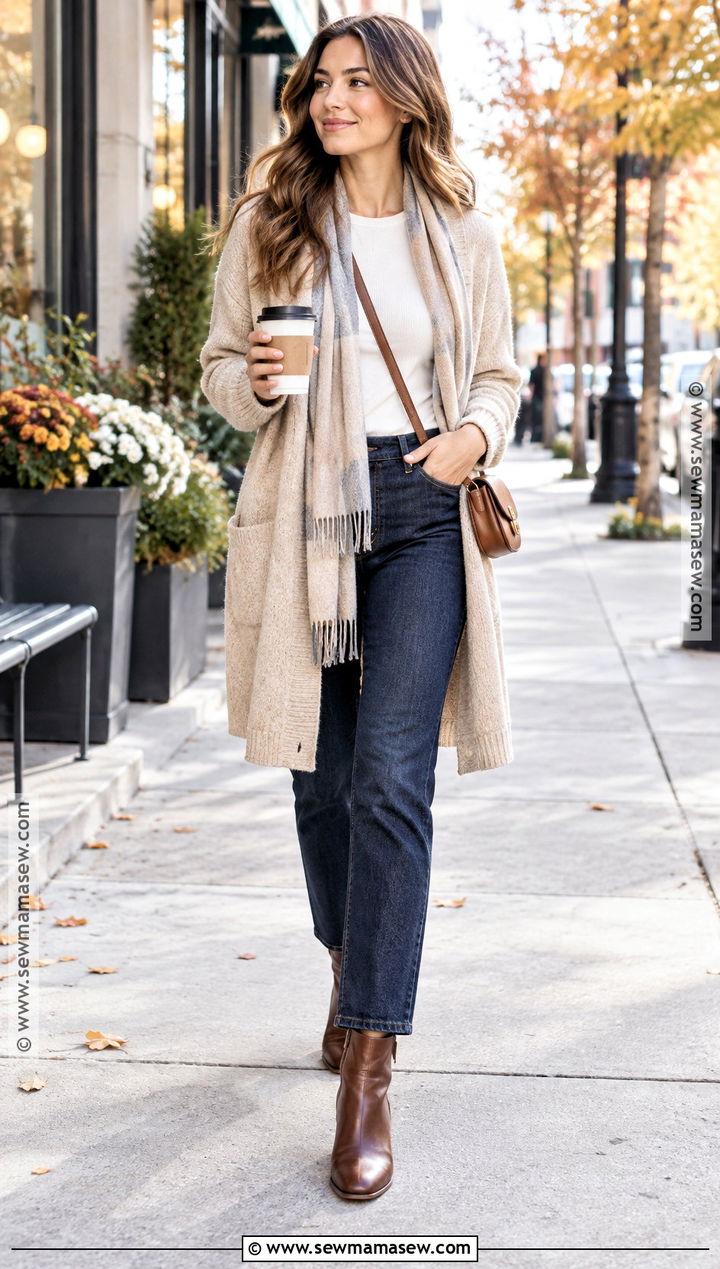 Japanese Fall Outfit With Long Cardigan - 15 fall outfits japanese