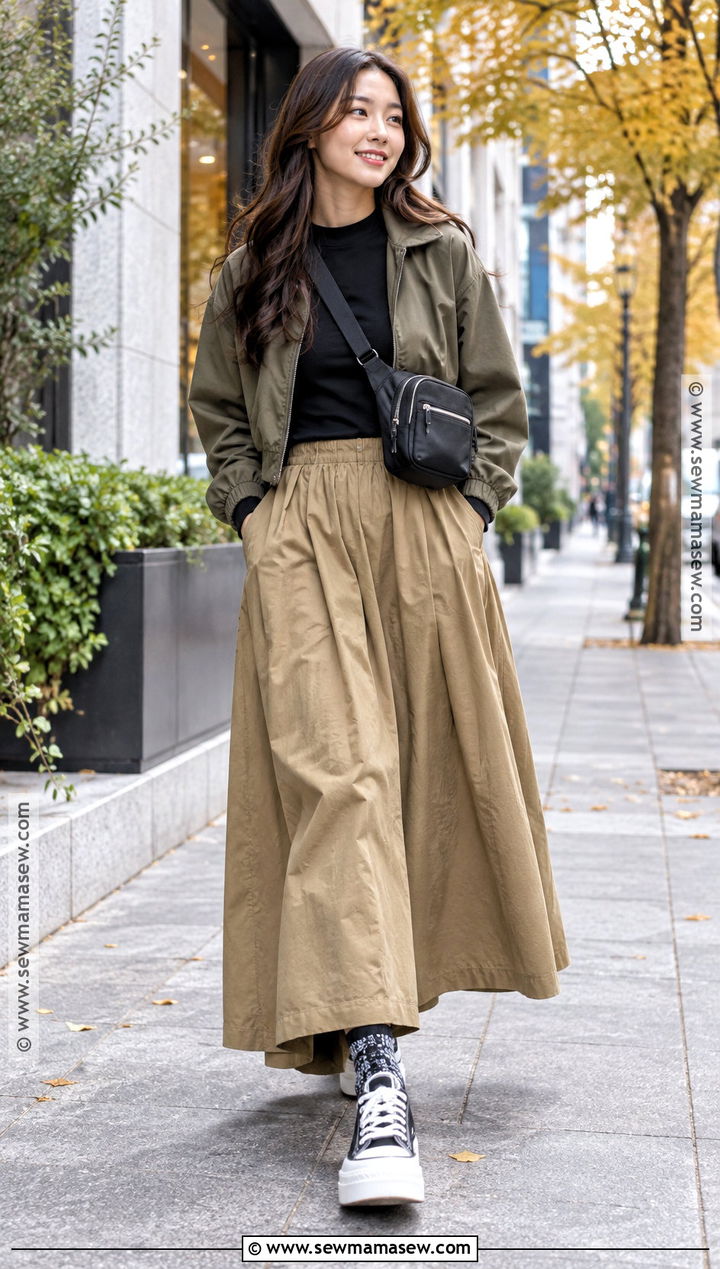 Japanese Fall Outfit With Maxi Skirt - 15 fall outfits japanese