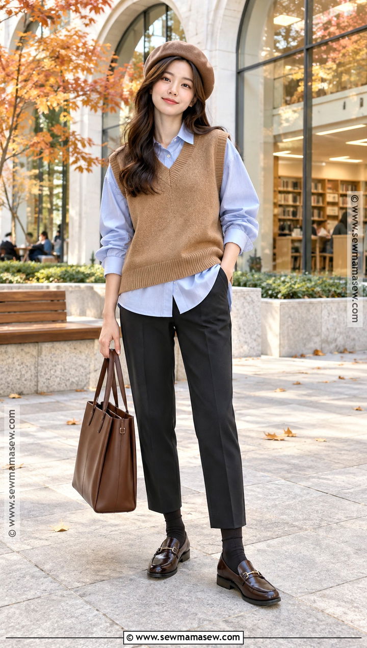 Japanese Fall Outfit With Sweater Vest - 15 fall outfits japanese