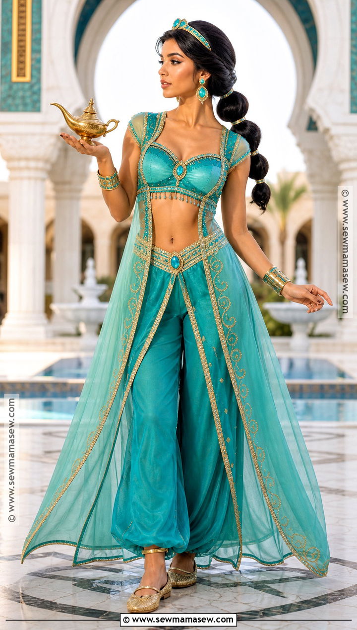 Jasmine Costume With Teal Cape - 35 Jasmine Princess Costume Ideas