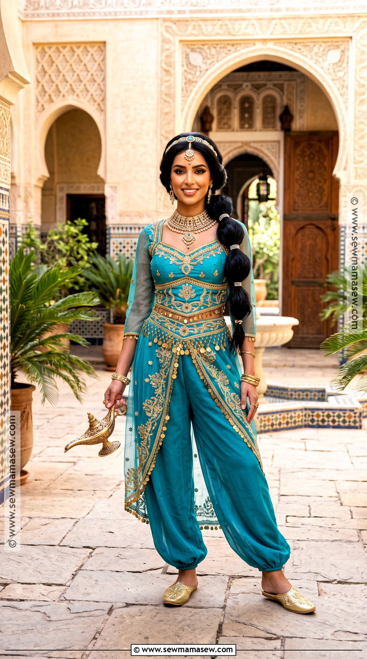 Jasmine Princess Costume With Teal Pants - 35 Princess Costume Ideas