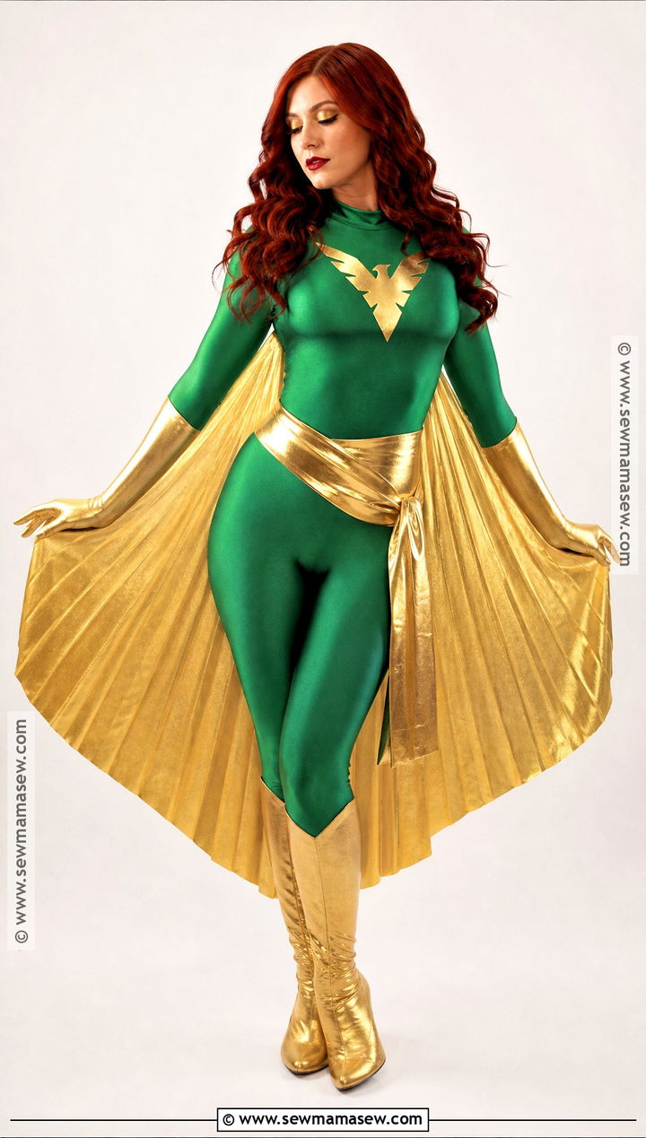 Jean Grey Costume With Green And Gold Suit - 30 super hero costume ideas