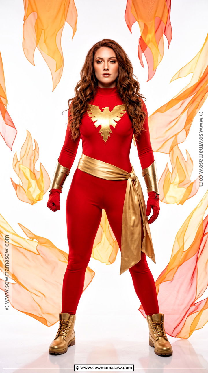 Jean Grey Phoenix Costume With Gold Sash - 40 superhero costume ideas