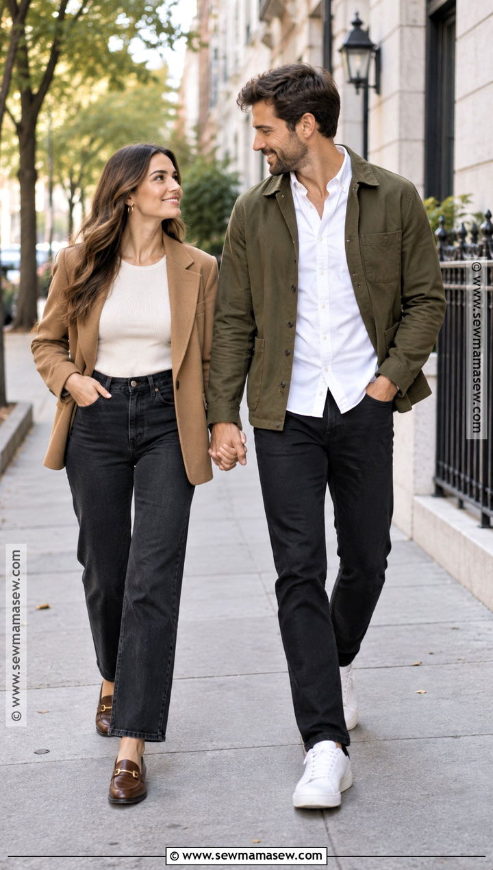 Jeans And Camel Blazer Engagement Photo Outfit - 15 engagement photo outfits september