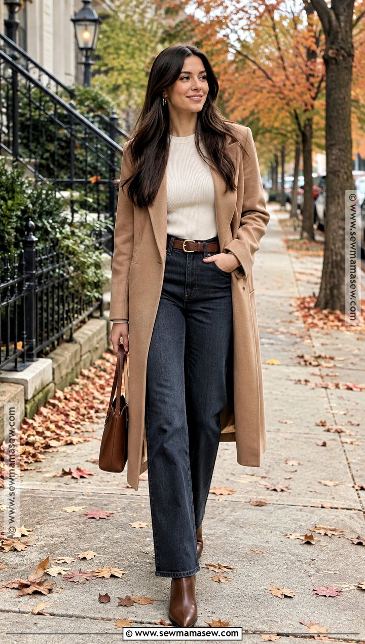 Jeans And Camel Coat Fall Engagement Outfit - 20 fall engagement outfit ideas