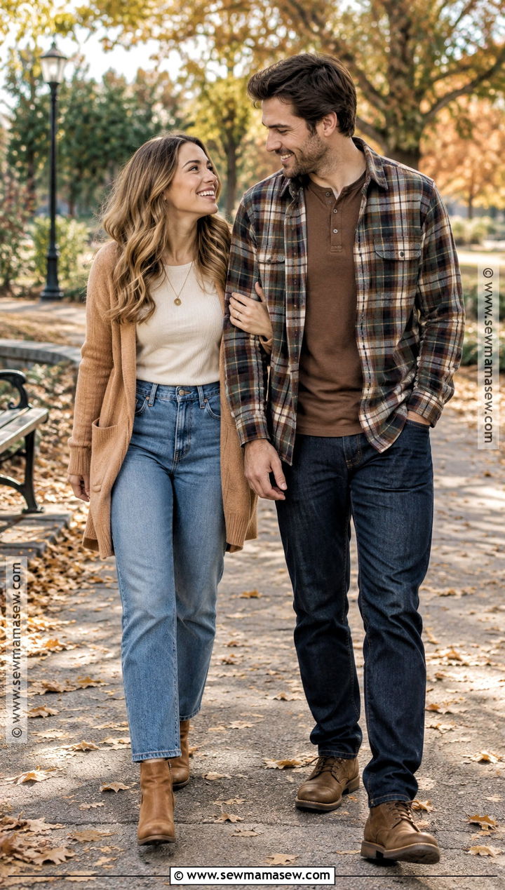 Jeans And Cardigan Fall Engagement Outfit - 15 engagement session outfits fall