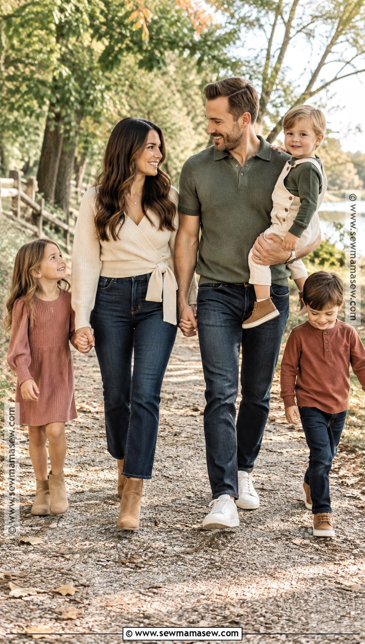 Jeans And Knit Tops September Family Photo Outfits - 25 september family pictures outfits